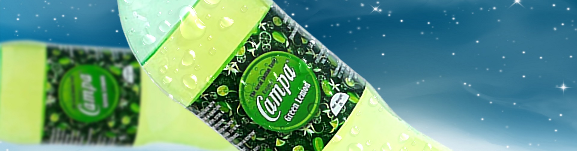 Banner displaying Campa Green Lemon Banner brand and product