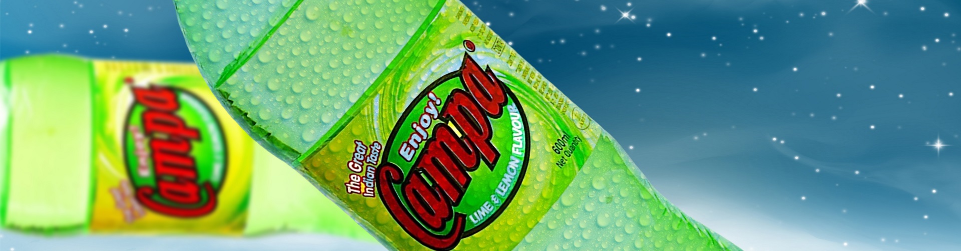 Image promoting Campa lime and lemon banner beverage
